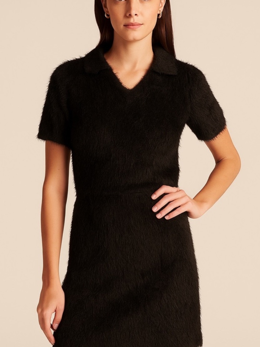Black Short-Sleeve Fuzzy Set - Picture 2 of 4